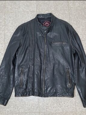 Marc Moto By Andrew Marc Black Leather Bomber Jacket Size XXL